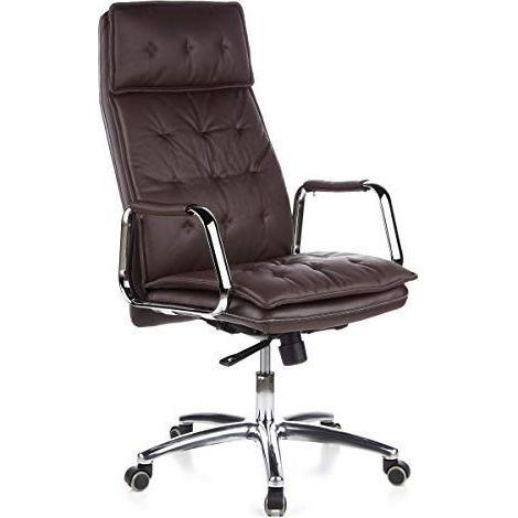 Siège de bureau / Fauteuil de direction VILLA 20, cuir Nappa marron hjh OFFICE