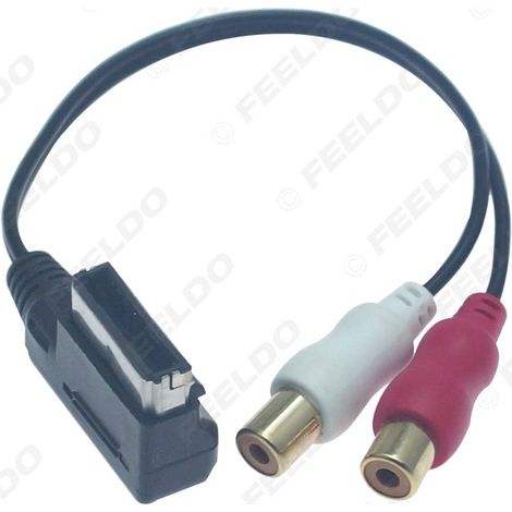 Compatible avec Audi A6L, Q5, A5, A4L, Volkswagen MDI, adaptateur AMI vers 2RCA, câble audio AUX pour voiture, connecteur RCA.