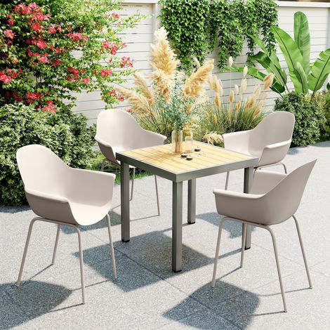 Ensemble de 4 chaises de jardin, design moderne, 59 cm x 55 cm x 84 cm, gris (1/5)