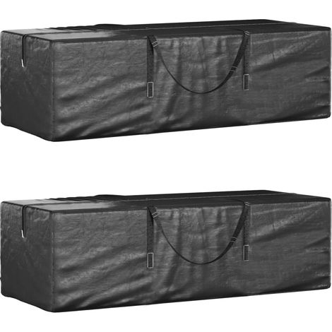 Aufbewahrungstasche für Gartenkissen 2 Stk. Schwarz 135x40x55cm