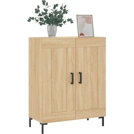 Buffet de Rangement en Bois d'Ingénierie Effet Chêne Sonoma, Meuble Bas de Cuisine avec 2 Portes et Étagères, 69,5 x 34 x 90 cm (1/5)