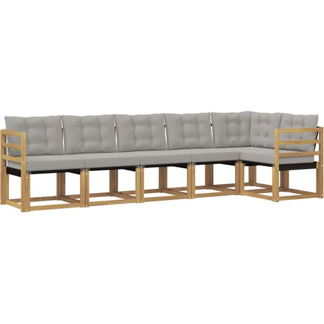 Set di divani da esterno 6 pz 6-Posti Bianco e Grigio Chiaro vidaXL (1/5)