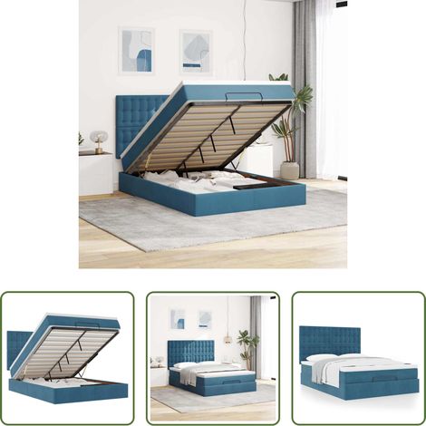 vidaXL Samt - Ottoman-Bett mit Matratzen Dunkelblau 140x190 cm Samt (1/5)