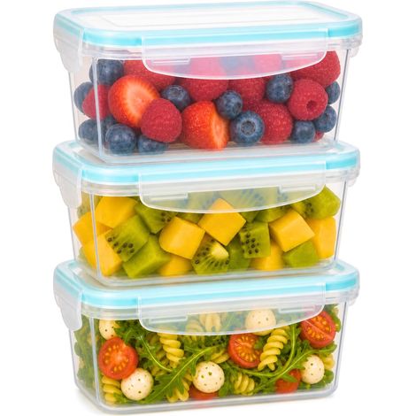Boîte Hermétique Alimentaire, 3 Pièces 1 L, Récipients en Plastique Sans BPA, Compatibles Micro-ondes, Congélateur et Lave-vaisselle (1/5)