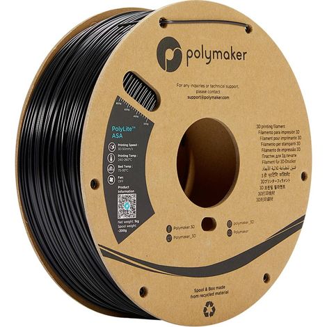 Polymaker PF01001 PolyLite Filament ASA résistant aux UV, résistant aux intempéries, résiste à la chaleur 1.75 mm 1000 g noir 1 pc(s) X250582 (1/5)