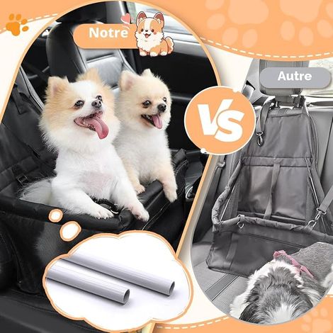 Panier Chien Voiture Pliable, Siège Auto Chien, Noir Fixation par Crochets Réglables, Respirant et Lavable (1/4)