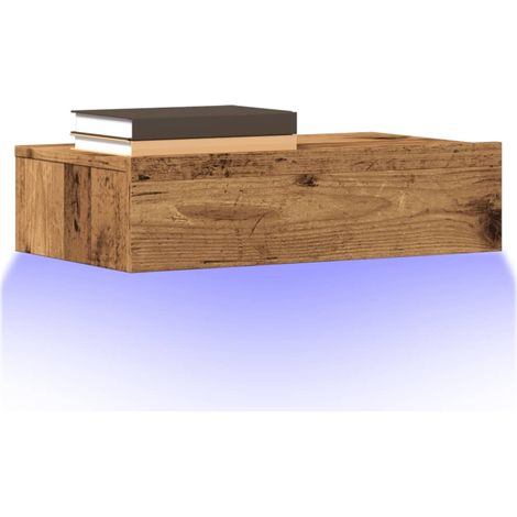 Meuble TV Banc TV Armoire TV avec éclairage LED vieux bois 60x35x15,5 cm (1/5)
