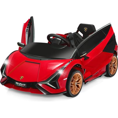 COSTWAY Macchina Elettrica Lamborghini per Bambini da 12V, Veicolo Elettrico con Luci LED MP3 Telecomando, Fino a 5km/h, 3 Anni (Rosso)