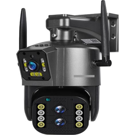 Caméra de sécurité à Domicile Caméra IP 8MP 4K extérieure PTZ Trois objectifs Double écran Zoom Optique 10X Suivi Automatique caméra de vidéosurveillance de sécurité étanche(WiFi 8MP Add 32GB) (1/5)