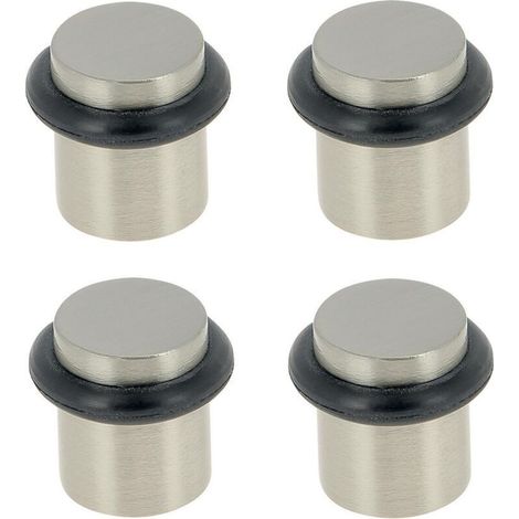 Lot de 4 butées de porte à visser en inox argenté, ⌀2 x H.2,5 c (1/4)