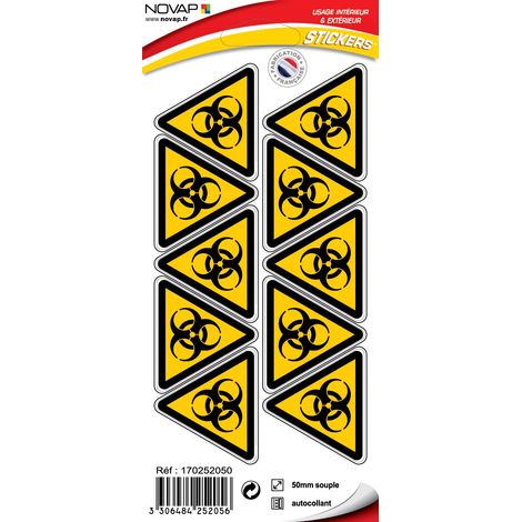 Planche 10 Pictogrammes Triangle 50mm - Danger Risque Biologique - 4252056