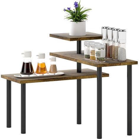 Scaffale cucina girevole a 3 livelli 40 x 18 x 36,5 cm in legno e metallo stile industriale (1/5)
