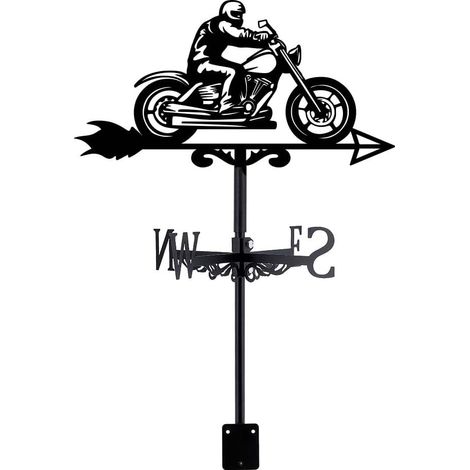 Outdoor Garden Weathervane Motorcycle Man Weathervanes Motorcycle Retro Metal Roof Weathervane for Wind Direction Indicators Decorative Garden Outdoor Metal Weathervanes (1/5)