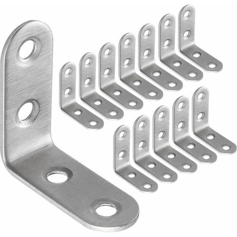 50 pezzi di staffe di montaggio in acciaio inox 40x40 mm, per il fissaggio e la riparazione di staffe per mobili, collegamenti rinforzati, argento (1/5)