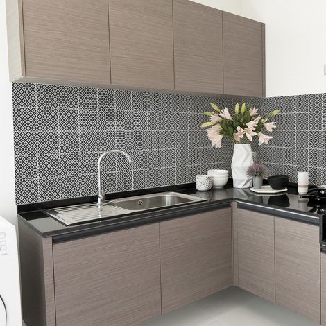 Sticker Mural Carrelage adhésif Cuisine Salle de Bain - 60 STICKERS CARREAUX DE CIMENT AZULEJOS GUELO - 60stickers20x20cm (1/5)