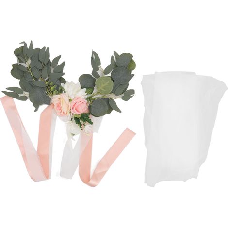 Fleur Artificielle Pour Chaise - Décoration Mariage Rose - Accessoire Allée Et Réception - Lot De 1 (1/5)