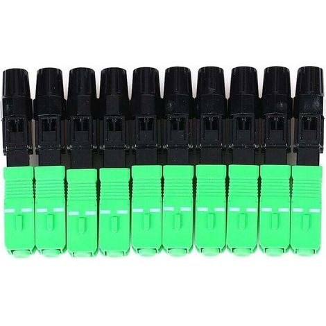 10 Pieces SC APC Fiber Optic Quick Connector, Single Mode Optical Connector, Tool-Free FTTH Connection