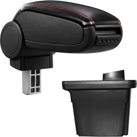 [pro.tec] Bracciolo centrale - Poggiabraccio con vano portaoggetti - imbottito - in similpelle - nero con cucitura rossa - Hyundai i30 FD (1/5)