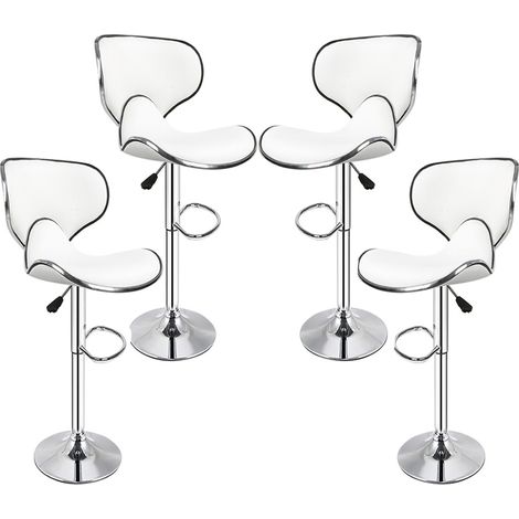 Lot de 4 Tabouret de Bar,en Similicuir,Reglable en Hauteur et Pivotant,tabourets design,blanc (1/5)