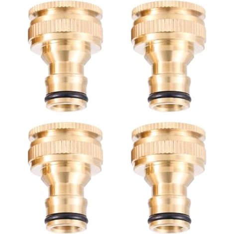 Lot de 4 connecteurs rapides pour robinet d'arrosage, 1,9 cm et 1,27 cm 2 en 1, connecteur de robinet femelle en laiton, adaptateur de robinet fileté standard