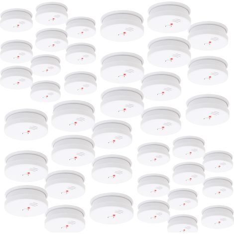 40x Rauchmelder mit 9V Batterie, Lange Lebensdauer, Lautstärke Alarm 85dB, Brandmelder kabellos, DIN EN 14604
