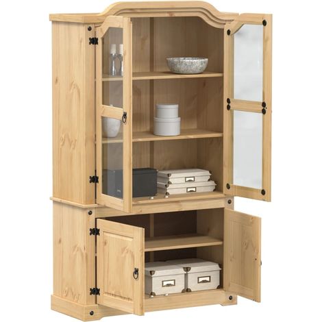 Vidaxl – Vitrine en verre Corona 103,5x42x180 cm – Bois de pin massif – Étagères pour collection – Portes vitrées pratiques