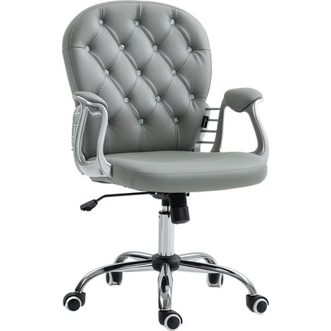 Vinsetto Office Chair PU Diamante Padded Ergonomic 360° Swivel Grey (1/5)