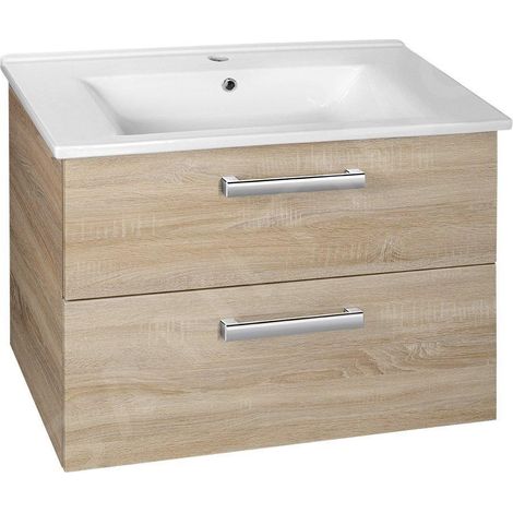 Aqualine Vega - Meuble lavabo 720x576x436 cm, 2 tiroirs, chêne platine VG873 (1/5)