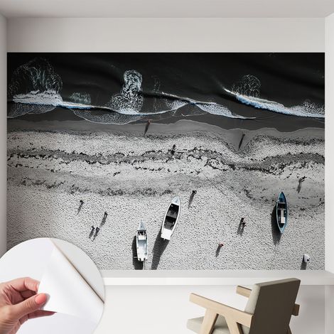 Papier peint autocollant décoratif à motifs pour salon chambre et bureau Tapete adhésif pour décoration Calme de la plage 152x104 cm (1/5)