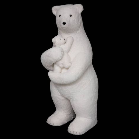 Polyfoam-Deko Bär + Baby H150cm weiß - Atmosphera créateur d'intérieur
