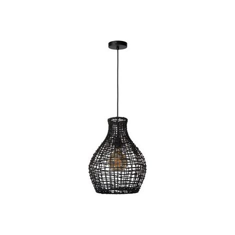 Suspension Lucide ALBAN rotin/métal noir Ø35 E27 40W (1/3)