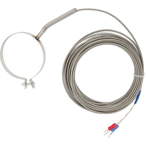 Thermocouple en acier inoxydable 60 mm, filetage de type CK, pour capteur de température 0-400 °C, usage industriel, longueur 5 m / 16,4 pi (1/5)