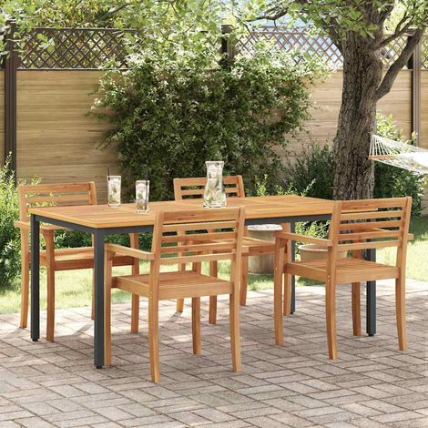 Outdoor Table Natural and Black 180 x 90 x 75 cm vidaXL (1/5)