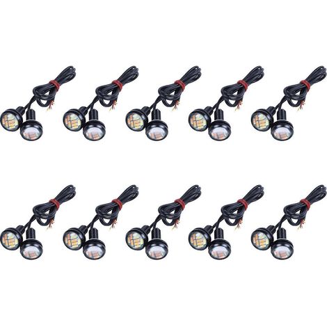 Lot de 20 LED 12V 23mm bicolores à double fonction 4014 (feux de jour à LED type œil d'aigle) (1/5)