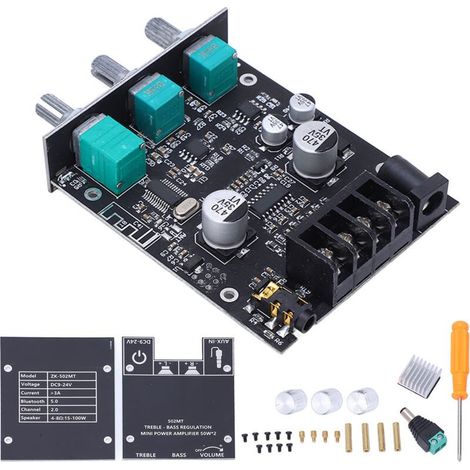 Carte amplificateur de puissance stéréo Bluetooth 2.0, Module HIFI numérique, réglage haute et basse fréquence 50W + 50W (1/5)