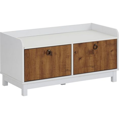 Goslar-Banc avec 2 portes en aspect bois blanc