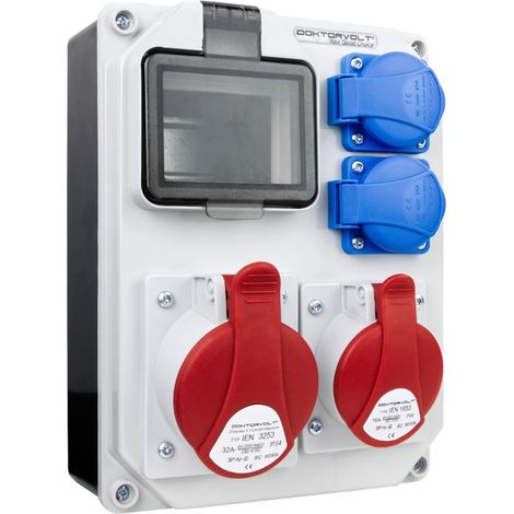 Tableau électrique de chantier HL 32 A 16 A 2x230 V Schuko Doktorvolt DV-5347-D (1/5)