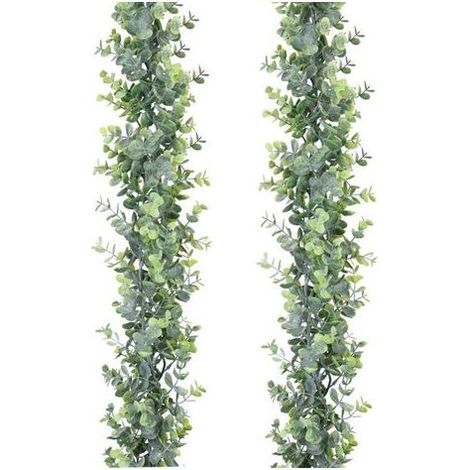 Ghirlanda Artificiale di Eucalipto Verde Resistente ai raggi UV - 2 pack, Ideale per la Decorazione di Nozze Arco, Interni ed Esterni da Parete (1/5)