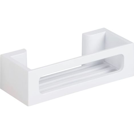 Tablette Murale, Tablette en Plastique, sans perçage, Panier Profond pour Poser Les Articles d'hygiène en sécurité, idéale pour Salle de Bain et Douche, 30 x 8,5 x 12 cm, Blanc (1/5)