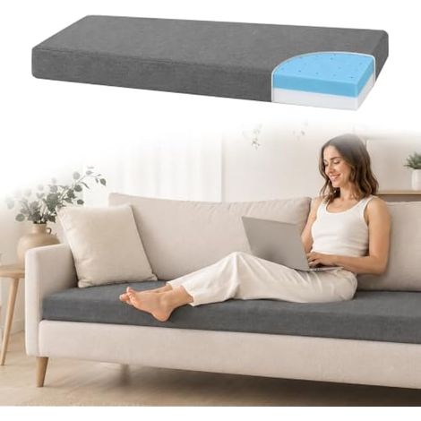 Canapé rehausseur de 7,5 cm pour canapé de largeur 2 places, coussin de canapé en mousse à mémoire de forme (1/5)