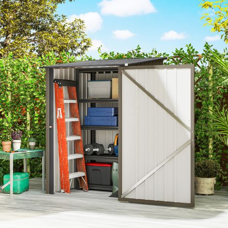 Porte outils acier galvanisé abri jardin brun/gris foncé 100x104x160 cm (1/4)