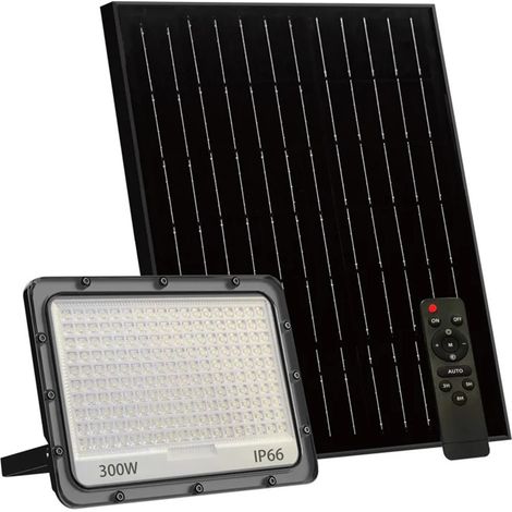 TRADE SHOP - Faro Led Da Esterno Con Pannello Solare 300w Ip66 Telecomando Luce Regolabile Sf319-300-3c -