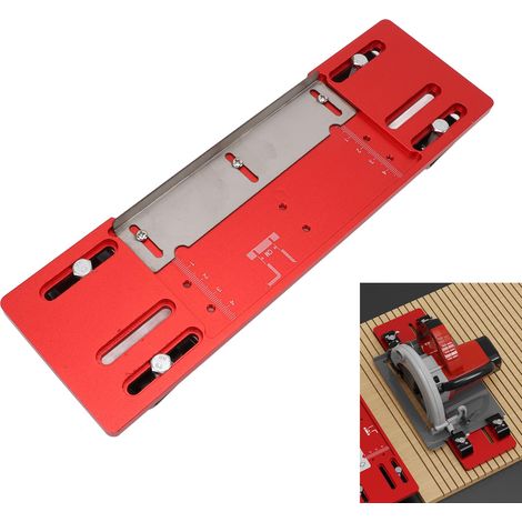 Base de machine de découpe portable 2 en 1 pour travail du bois, perforatrice - Plaque inférieure réglable en alliage d'aluminium avec biseau et compatibilité de coupe plate, rouge