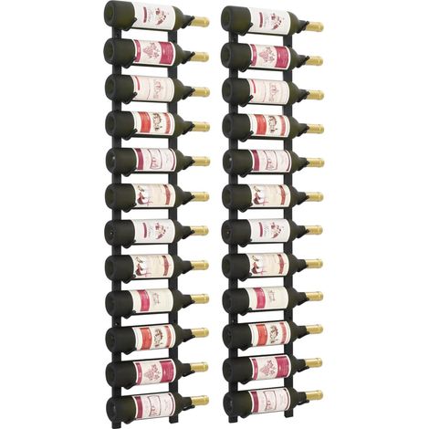 Botelleros de pared para 12 botellas hierro negro 2 unidades vidaXL