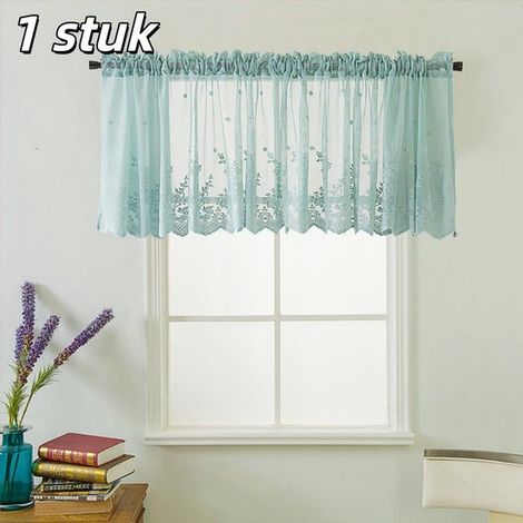 pièce - Rideaux - Semi-transparent - Motif floral en lin - Petits rideaux kanten - Met tunnelzoom - Convient pour la cuisine, la salle de bain, la chambre à coucher et autres intérieurs - 13761 cm - B (1/5)