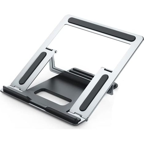Laptopständer mit erhöhter Kühlhalterung für Desktop-Computer, faltbar, tragbar, verstellbare Stütze, Metallablage (Farbe: Silber) (1/3)
