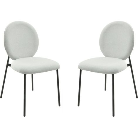 Lote de 2 sillas de comedor de metal "Perla" - Gris claro (1/5)