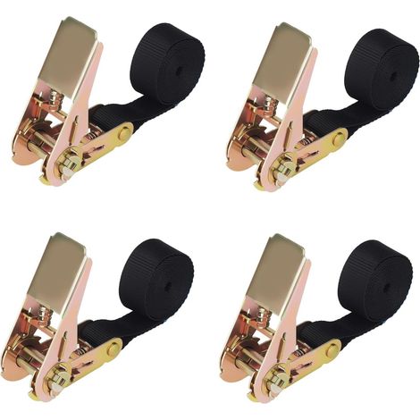 Lot De 4 Sangles d'Arrimage à Cliquet, Sangle à Cliquet, Robustes avec Cliquet, pour Transport De Matériel, Moto, Vélos, Déménagement, Bagages Et Camping (1/5)