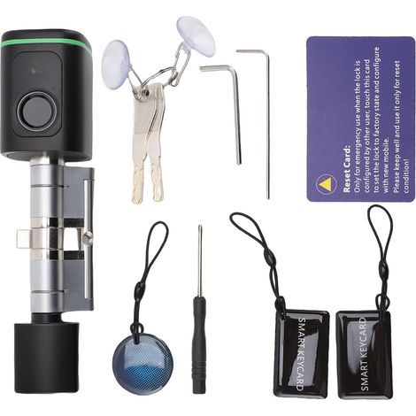 Serratura elettronica intelligente senza chiave, con 2 chiavi, cilindro con impronta digitale Bluetooth, per l'applicazione Tuya.