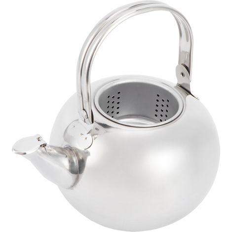 Théière miniature en acier inoxydable 304, non magnétique, avec filtre, fond plat, compatible induction, argentée, 16 cm (1/5)